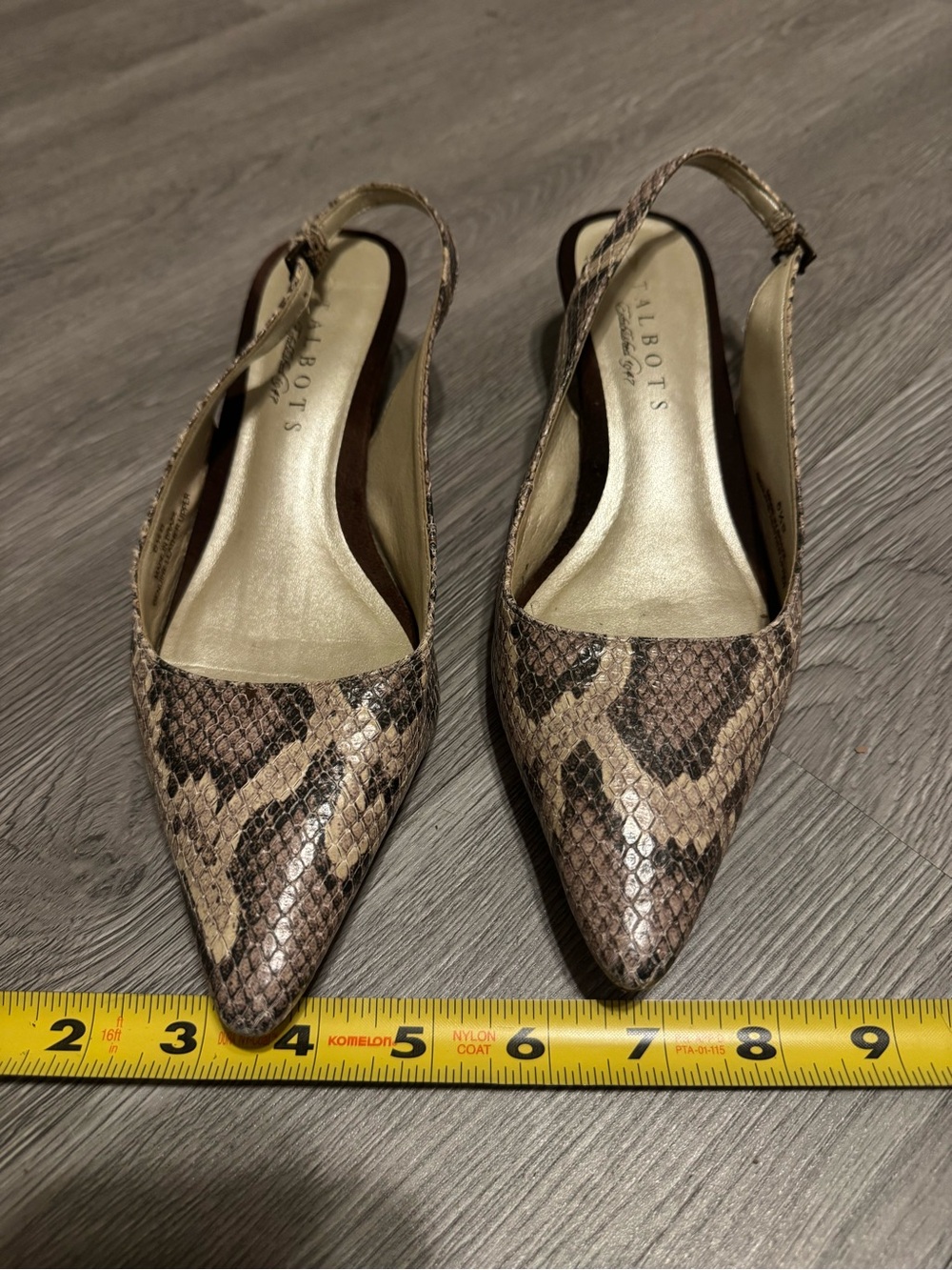Talbots Women's Snake-Print Slingback Pointed Toe Kitten Heels - Brown/Black